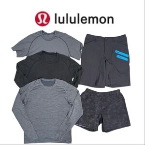 5 piece Men's Lululemon Bundle Size Large/34  mix of Long Sleeve T-shirt Shorts